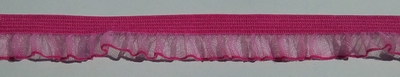 Elastic Lace+Organza ruche 15-16mm (50 m), Hard Pink 560